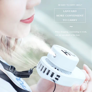

TIOODRE Mini Mist Fan Three Modes Letter Pattern Mini Fan Mist Cooler With Hanging Band And Back Clip Mute Outdoor Travel