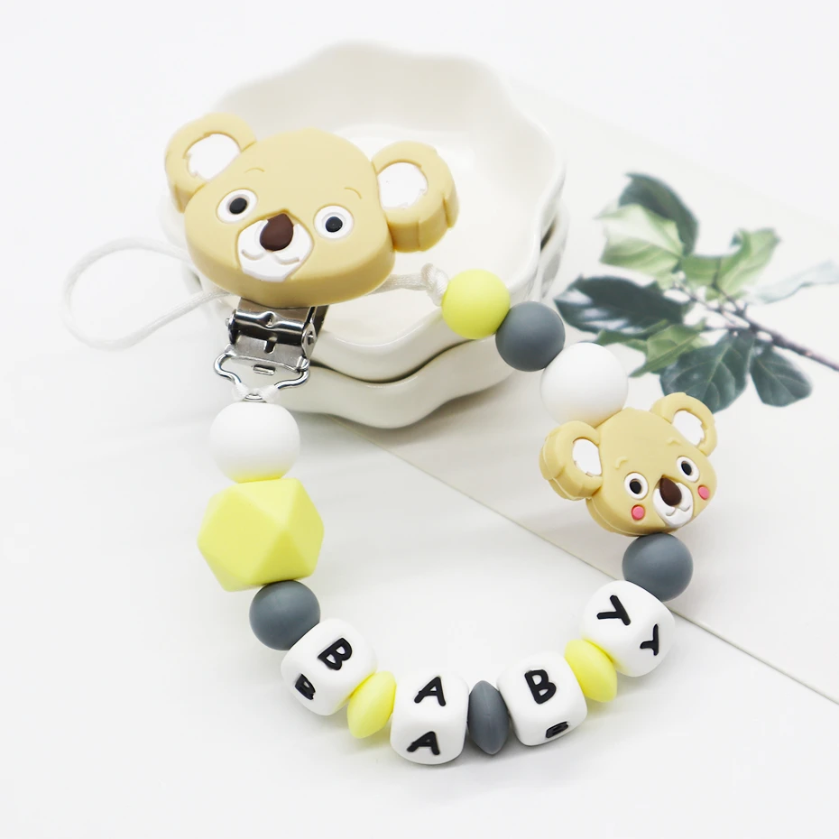 PC011-3 Brown Koala персонализированные имя соски зажимы держатель для соски соска цепь соска для использования при прорезывании зубов клип детский душ подарок детские игрушки для прорезывания зубов - Цвет: PC011-3 Brown
