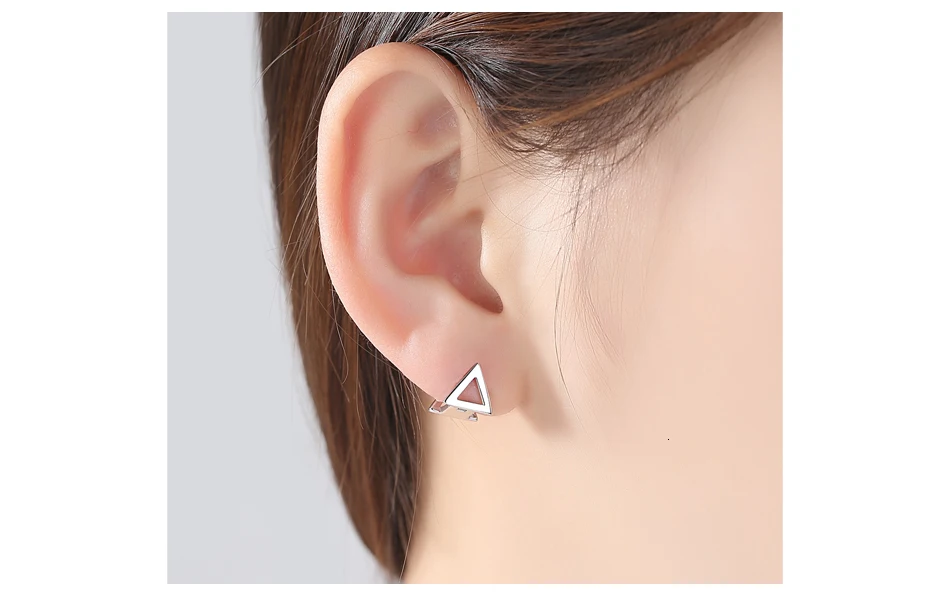 CZCITY Brand Triangular Shape Genuine 925 Sterling Silver Clip on Earrings for Women Lovely Fashion & Classic Style Fine Jewelry
