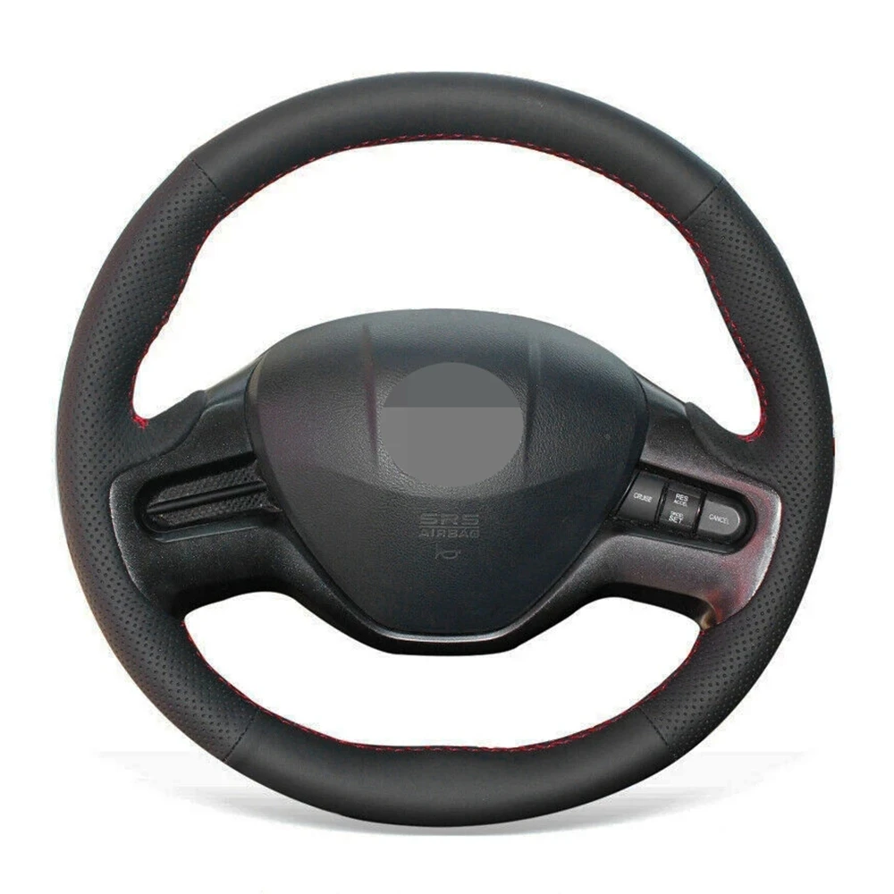 Car Steering Wheel Cover Anti Slip Black Artificial Leather For Honda
