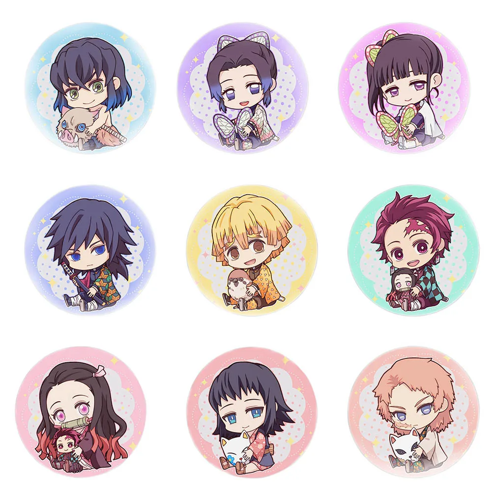 Anime Costumes Badge Trendy Demon Slayer: Kimetsu no Yaiba Cosplay Brooch Pins Schoolbag 5.8CM(2.3")