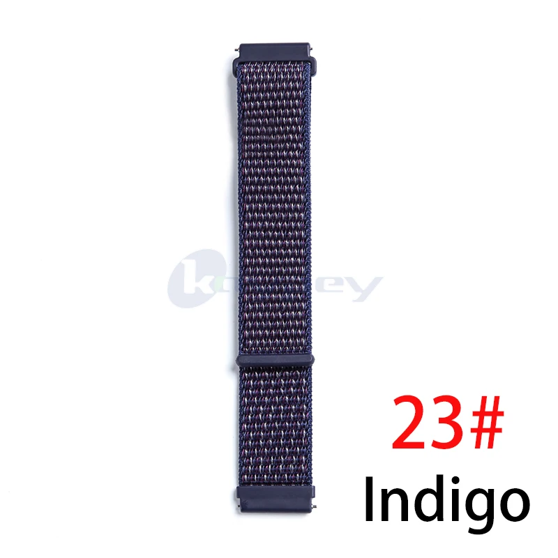 Indigo 22 мм 20 мм нейлоновый ремешок для Xiaomi Huami Amazfit Bip Pace Stratos 2/2s ремешок на запястье нейлоновая петля ремешок на липучке аксессуары для умных часов - Цвет: Indigo