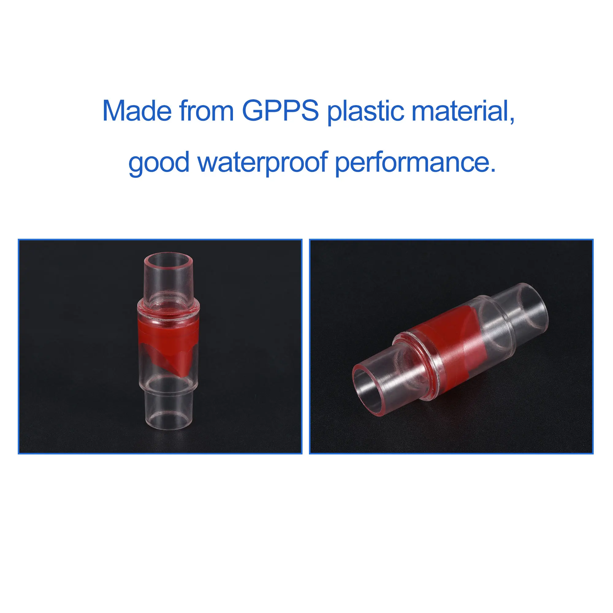 UXCELL 비 반환 편도 체크 밸브 20mm 28mm 직경 GPPS 플라스틱 편도 인라인 호스 커넥터 물 탱크 펌프 용 빨간색 투명