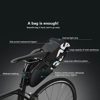 

New Bike Waterproof Bicycle Saddle Bag 8/12L Reflective Large Capacity Foldable Tail Rear Bag Cycling MTB Trunk Pannier Black