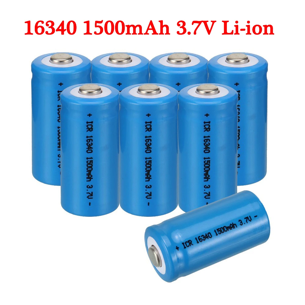 Batteria Agli Ioni Di Litio 3.7V 16340 Batterie Cr123A Per Torcia A Led Puntatore Laser Batteria Di Ricambio 3.7V 1500Mah Cr123A 16340 Batteria