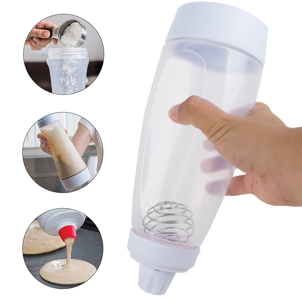 1000ml Hand Batter Mixing Bottle Cupcake Waffles Pancake Batter Shaker