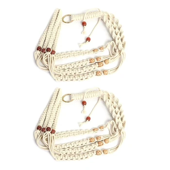 

2PCS Household Green Flower Pot Net Pocket Hand-Woven Cotton Hemp Rope Net Pocket Hanging Basket Plant Sling Hanger