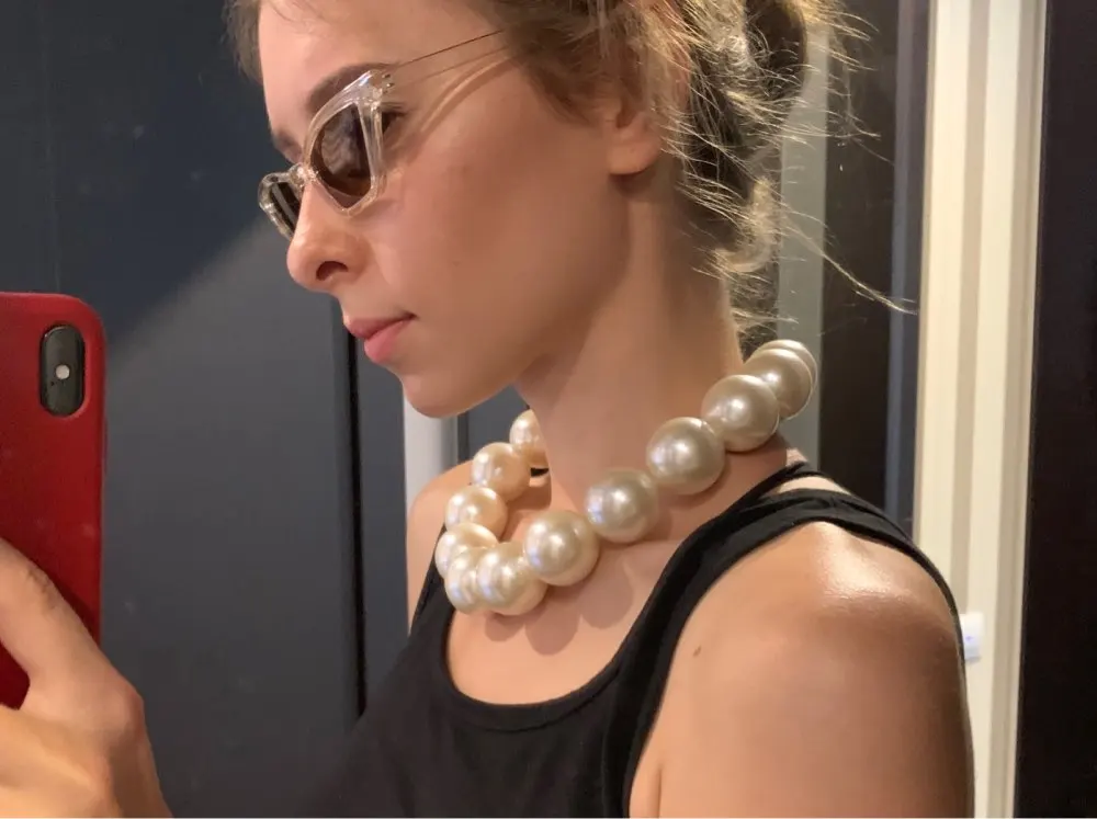 Boho,, alibaba, AliExpress, преувеличенный, панк, для женщин, большой размер, имитация, негабаритный, искусственный жемчуг, воротник, ожерелье для женщин