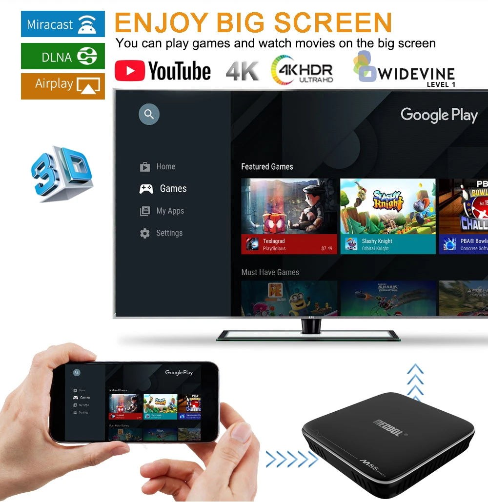 Mecool M8S PRO Plus ТВ контейнер под элемент питания 2 г 16 г Amlogic S905W Octa Core 4K set top tv Box Android 7,1 2,4G Wi-Fi Bluetooth 4,2 голос Управление