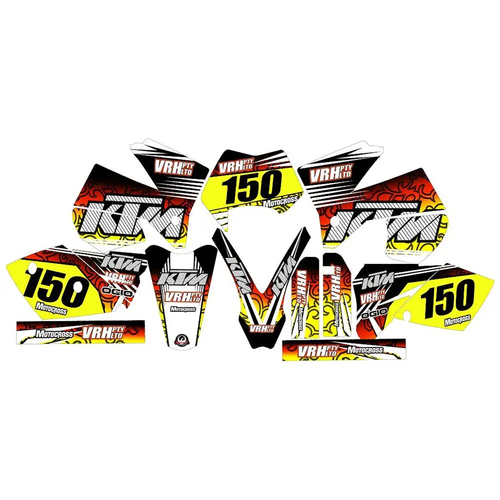 

for KTM EXC Series 2005 2006 2007 Full Graphics Decals Stickers Custom Number Name 3M Bright Matte Stickers Waterproof