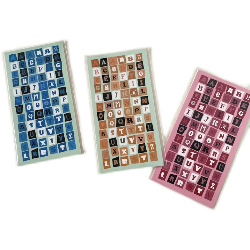1Pc Ins Color Grid Art Letters Korean Sticker Creative Aesthetics DIY Manual Photo Album Scrapbook Stationery Kawaii Sticker