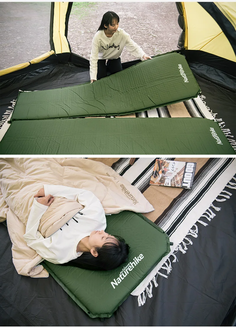 Naturehike Automatic Inflatable Cushion Outdoor Camping Mattress Travel Air Cushion Splicable Camping Mat Indoor Sleeping Pad