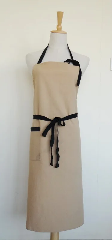 New Products Cotton Linen Simple Plain Color Thick Apron