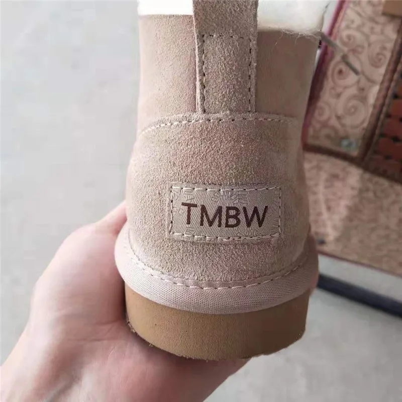 Cena Najlepsza oryginalna skóra owcza kobieta śniegowe buty 100% naturalne buty śniegowe futrzane ciepła wełna damskie zimowe buty