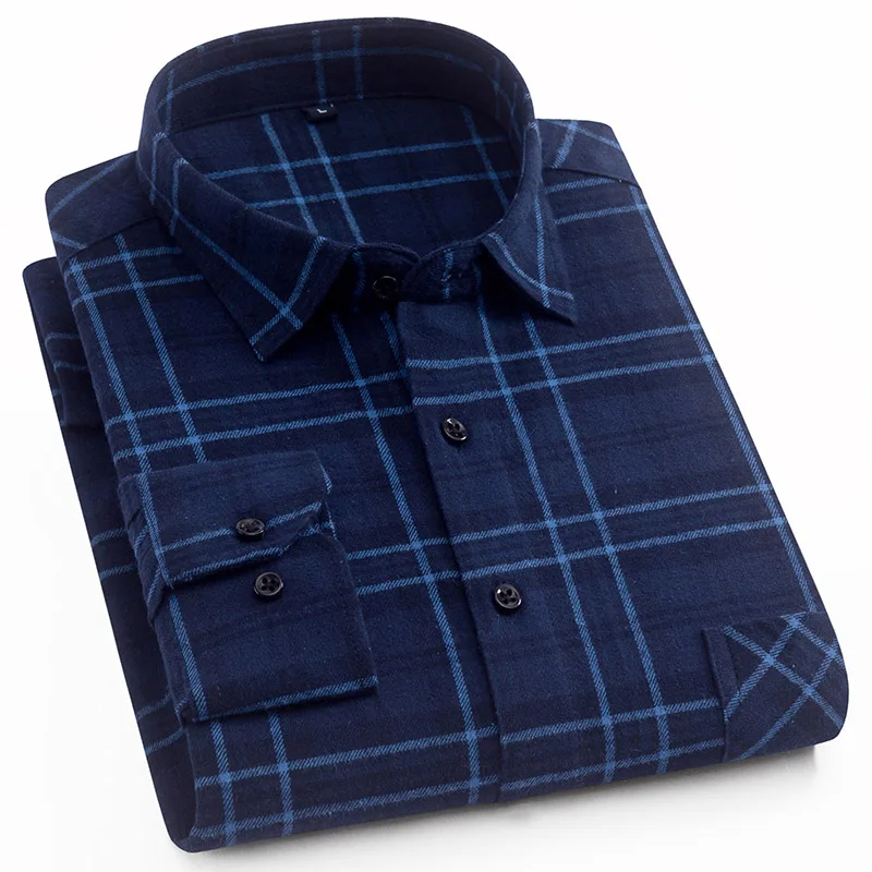 Aoliwen Мужская Фланелевая рубашка с длинным рукавом хлопок palid рубашка высокого качества брендовая мужская модная одежда повседневные рубашки на пуговицах - Цвет: AO-DTF03
