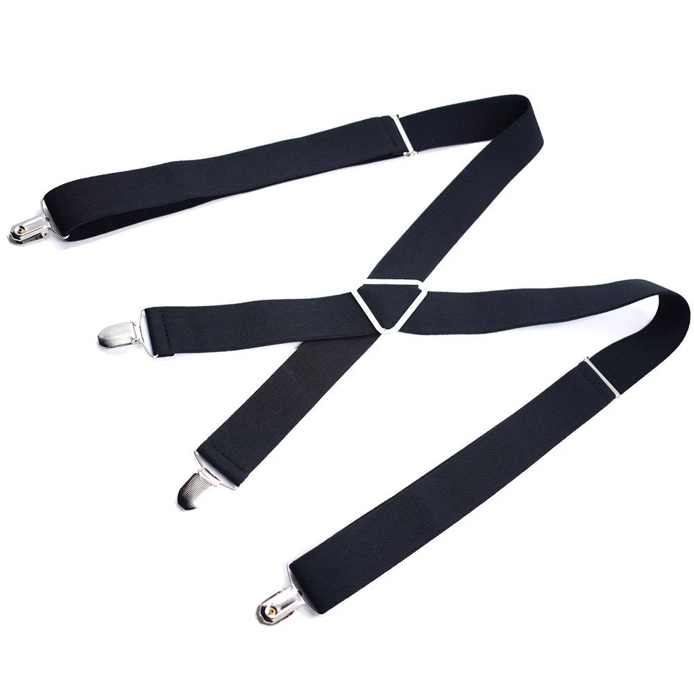 Solid Color Suspenders Braces with Clips for Women Men Adult X Back Adjustable Elastic Large Size Tirante Trousers Strap Bretele