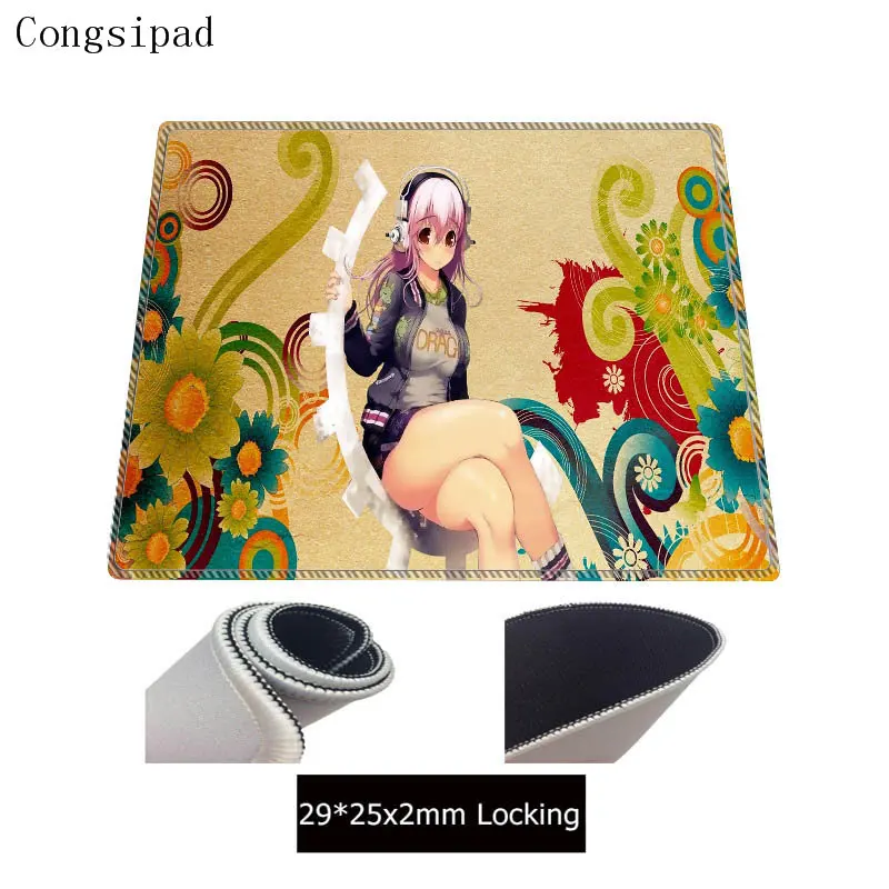  Anime Girl Large Gaming Mouse Pad Big Black Locking Edge Keyboard Desk Mousepad Mat Gamer Anti-slip
