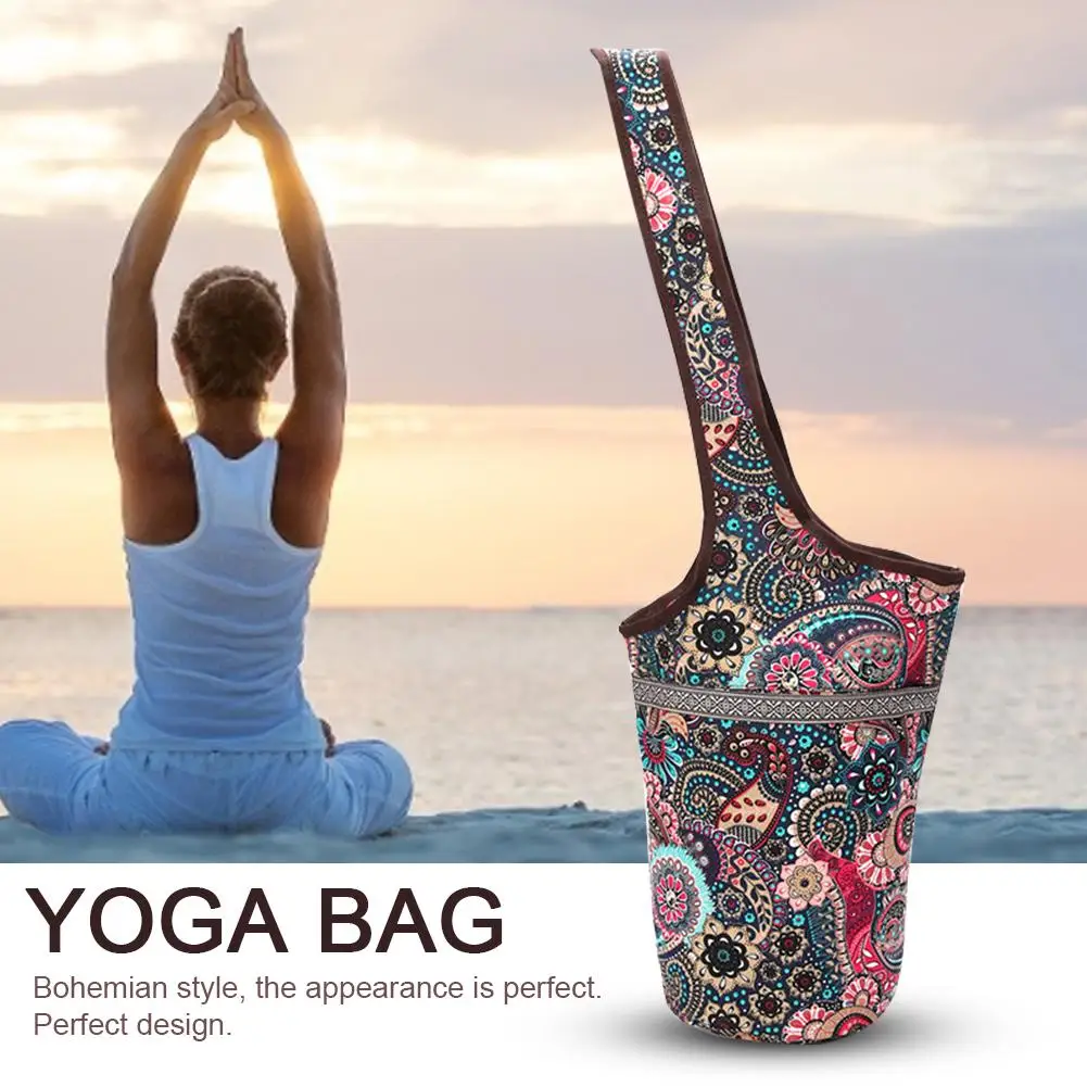 Fashion Yoga Mat Bag Canvas Yoga Bag Large Size Zipper Pocket Fit Most Size Mats Yoga Mat Tote Sling Carrier Fitness Supplies