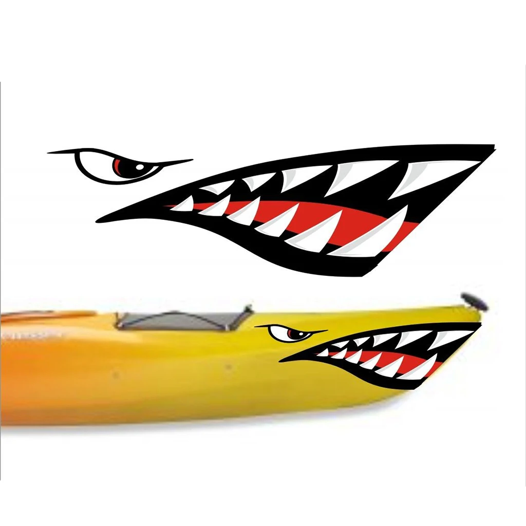 2Pcs Shark Mouth Tooth Decals Stickers For Kayak Boat Jet Ski Car Window