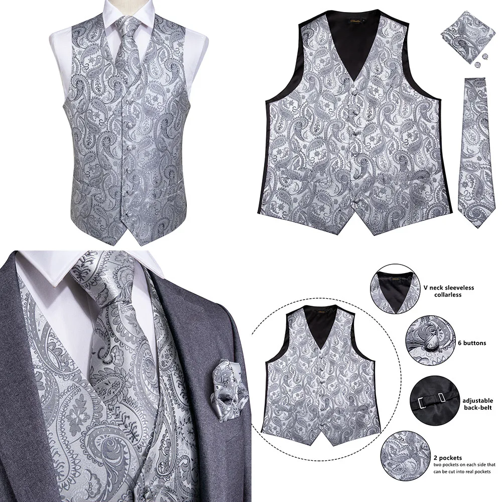 Comprar DiBanGu Rojo Negro Paisley moda boda hombres 100% Chaleco de seda chaleco corbatas mancuernas conjunto de corbata para traje esmoquin MJTZ 106