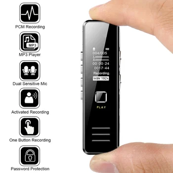 

20-hour Recording MP3 Playing Mini Voice Recorder 192kbps Mini Digital Voice Recorder No Memory But Support 32GB TF Card