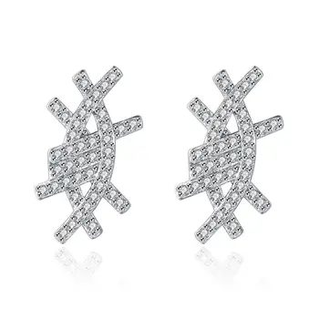 

ROLILASON Fashion Crystal Zircon 925 Sterling Silver Stud Earrings Elegant Mother's Day Gift Lady Exclusive se43
