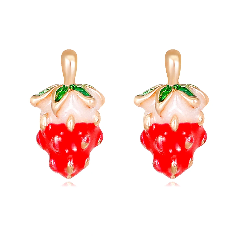 

High-end Red Strawberry Earring Female Girl Lovely Simulation Fruit Ear Stud Earring For Women Fine Jewelry Accessories BA304