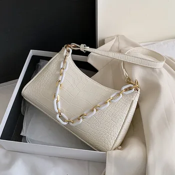 

Crocodile Pattern PU Leather Small Crossbody Bags for Women New Summer Chain Female Shoulder Handbags Ladies' Travel Armpit Bags