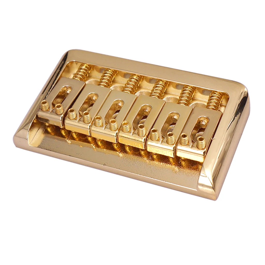 Metal Guitar Saddle Bridge Tailpiece for 6 String Electric Guitar Bass, Gold