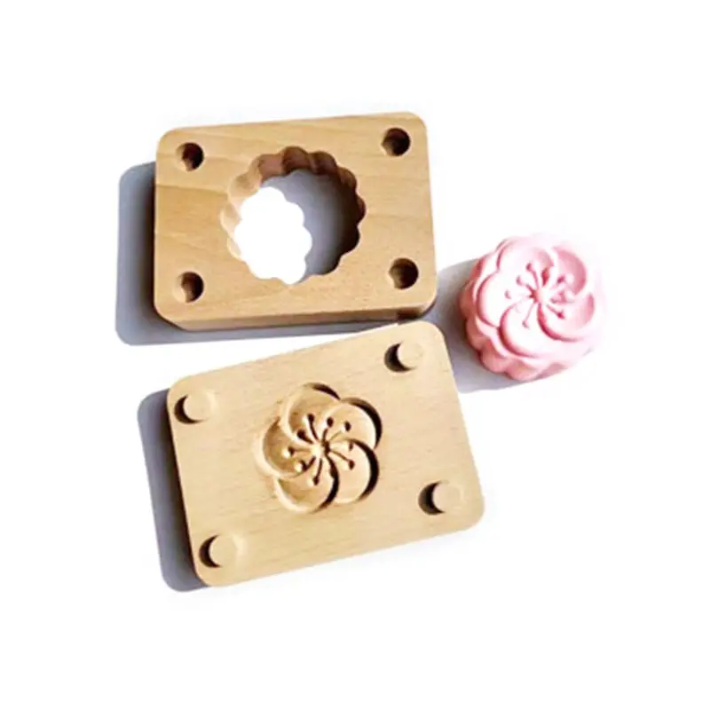 Деревянный двойной слой Mooncake выпечки Плесень DIY Торт Кондитерские ручной работы мыло печенье 831F