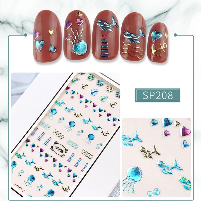 Новейшая стикеры 3D на ногти Nail Art Переводные картинки голографические золотые металлические переводные наклейки Единорог Лаванда Цветок пони крест