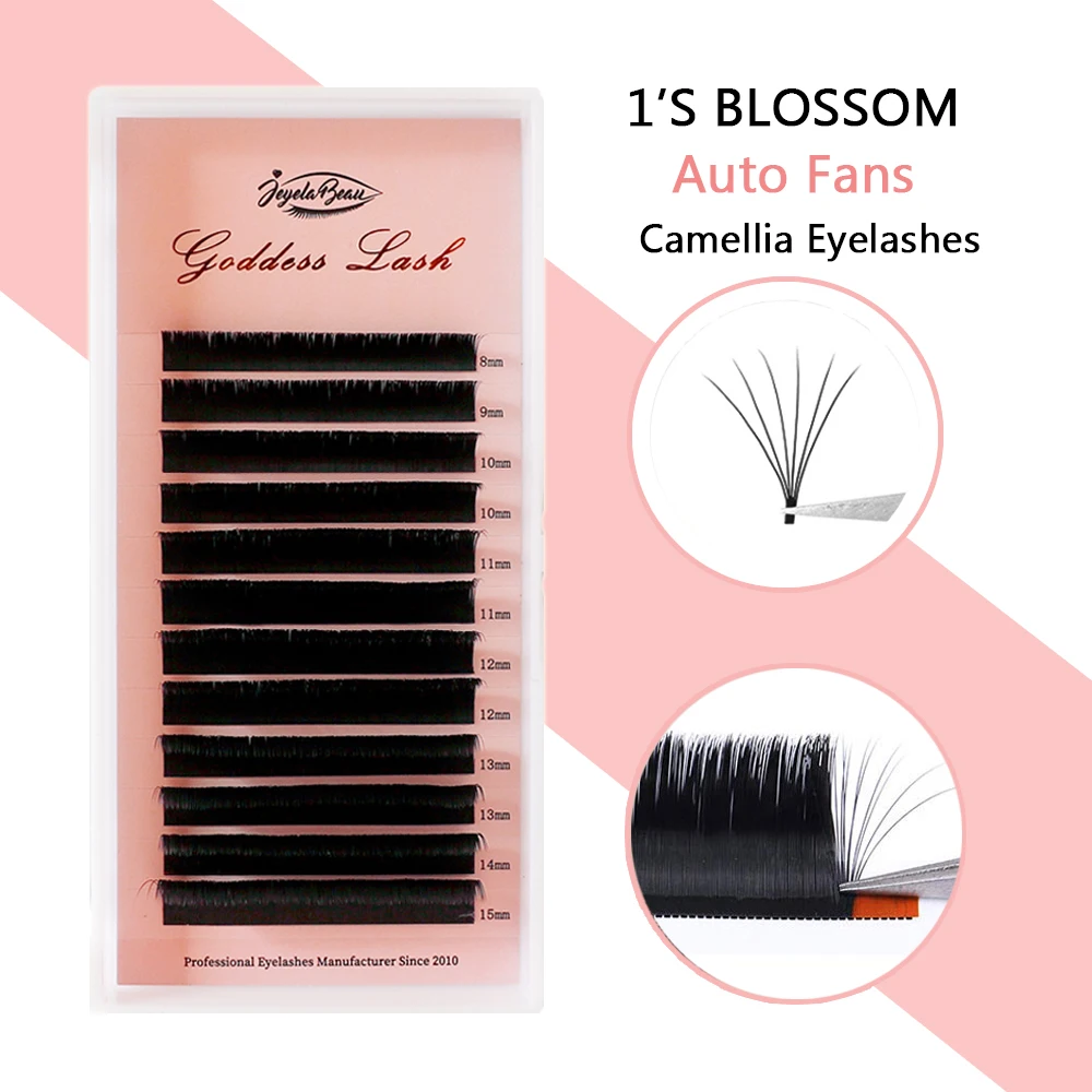 1'S Blossom Camelia Ciglia Easy Fan Volume Ciglia Cd Curl Ciglia Individuali Visone Nero Ciglia Finte Ciglia Finte 12 Righe