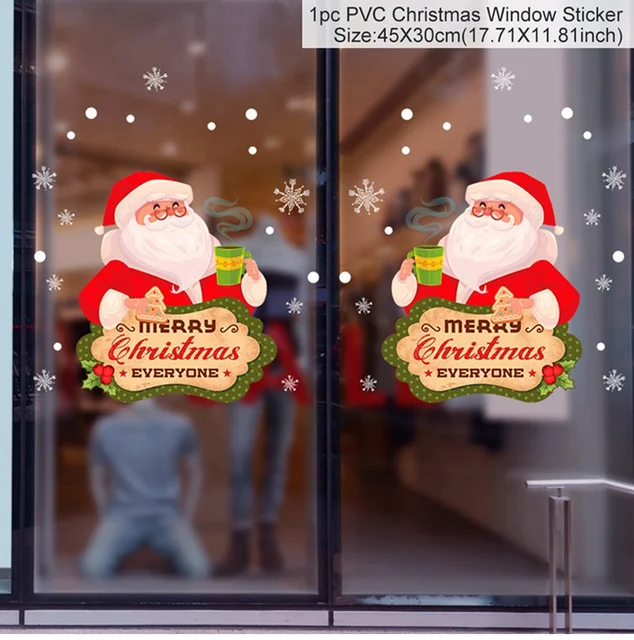 Christmas Window Stickers Merry Christmas Decorations For Home Christmas Wall Sticker Kids Room Wall Decals New Year Stickers 29