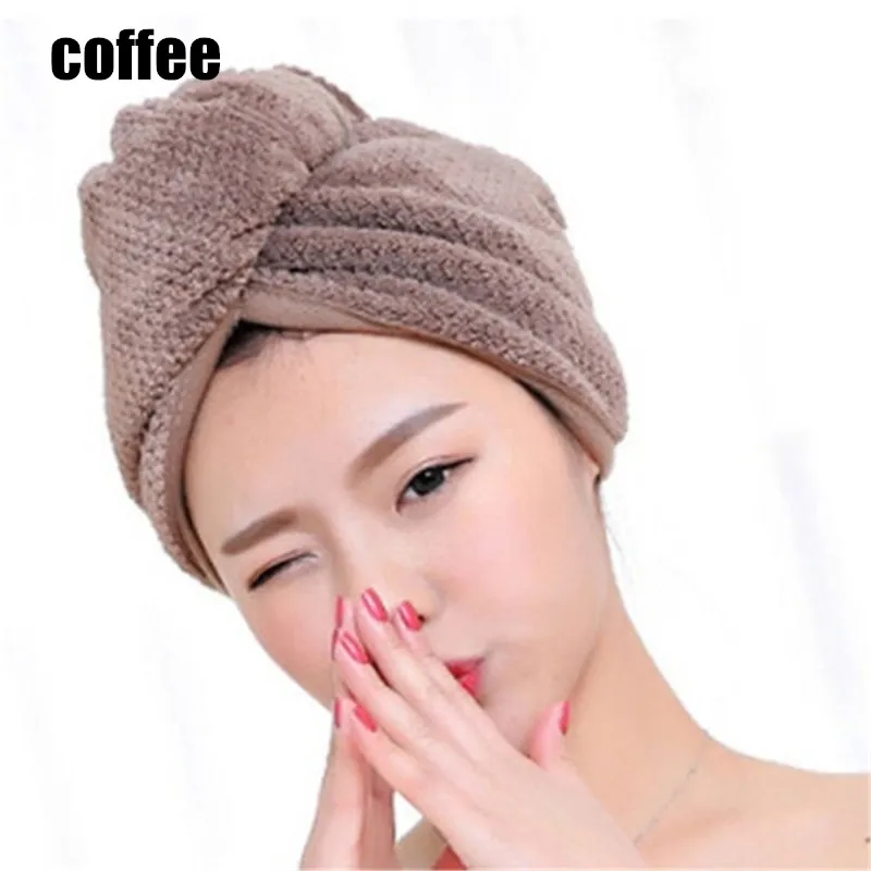 coffee Новинка, быстросохнущая шапочка для душа, полотенце, обертка для волос, мягкая микрофибра, банный тюрбан - Цвет: coffee