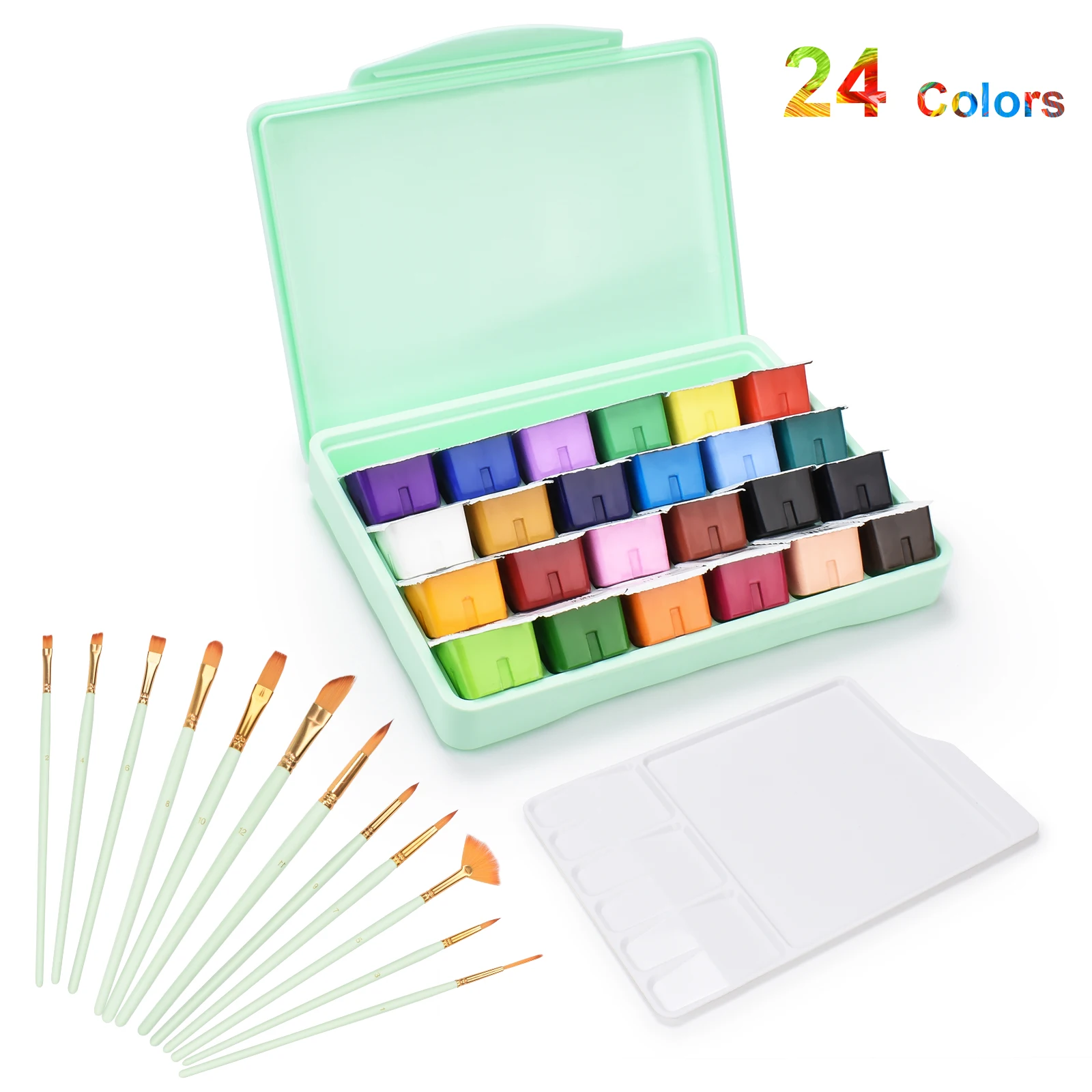 24 Colors HIMI Gouache Paint Set Watercolor Paints 30ml Jelly Cup Design with Paint Brushes for Artists Students Art Supplies afbeelding