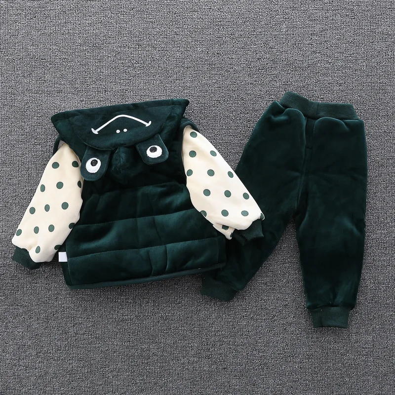 Зима для новорожденных, для маленьких мальчиков, одежда для маленьких девочек бархатные свитера пуловер жилет JaIcket брюки 3 шт./компл. комплекты одежды для младенцев детская спортивная одежда