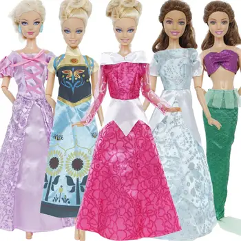 

Fashion 5 Pcs/Lot Fairy Tale Dress Wedding Party Gown Princess Outfit Cosplay Clothes for Barbie Doll Accessories Baby DIY Toy