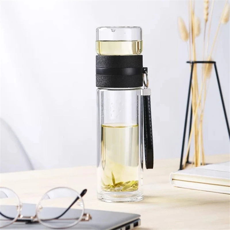 Promotion! 350Ml Travel Drinkware Portable Double Wall Glass Tea Bottle Tea Infuser Glass Tumbler Stainless Steel Filters The Te