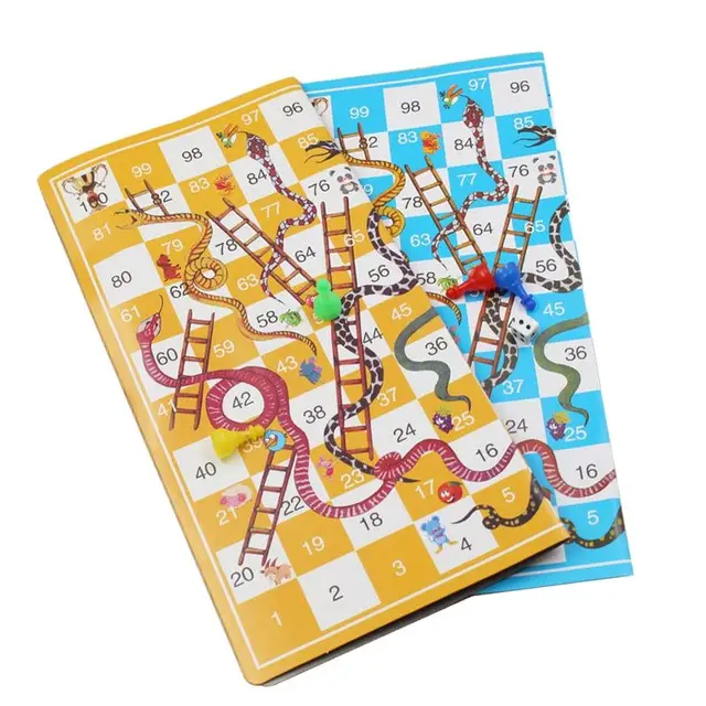 Funny Portable Board Games Children Paper Snake Ladder Flying Chess Set Family Party Games Toys for Kids 25*25 cm 1