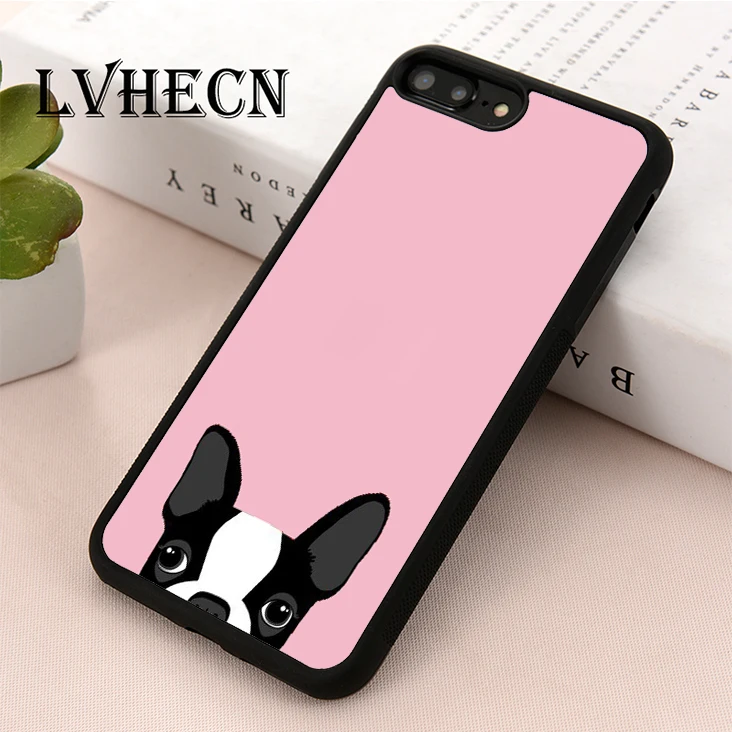 Чехол для телефона LvheCn чехол для iPhone 5 5S SE 6 6s 7 8 plus X XS XR 11 Pro Max прекрасный, милая французская собака породы бульдог в розовом фоне