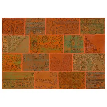 

Handmade Orange Vintage Overdyed Patchwork Area Rug 160x230 Cm-5'3''X7'7''