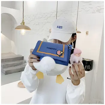 

Cute Cartoon Small Bag Street Trend Canvas Hit Color Bag Japanese Duck Butt Student Female Messenger