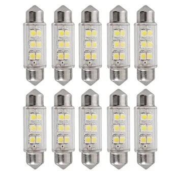 

10pc Superled 39mm Smd 6 Led Car Festoon Dome Light Bulbs White 12v 3w White Reading License Plate Light Car Accessories #py10