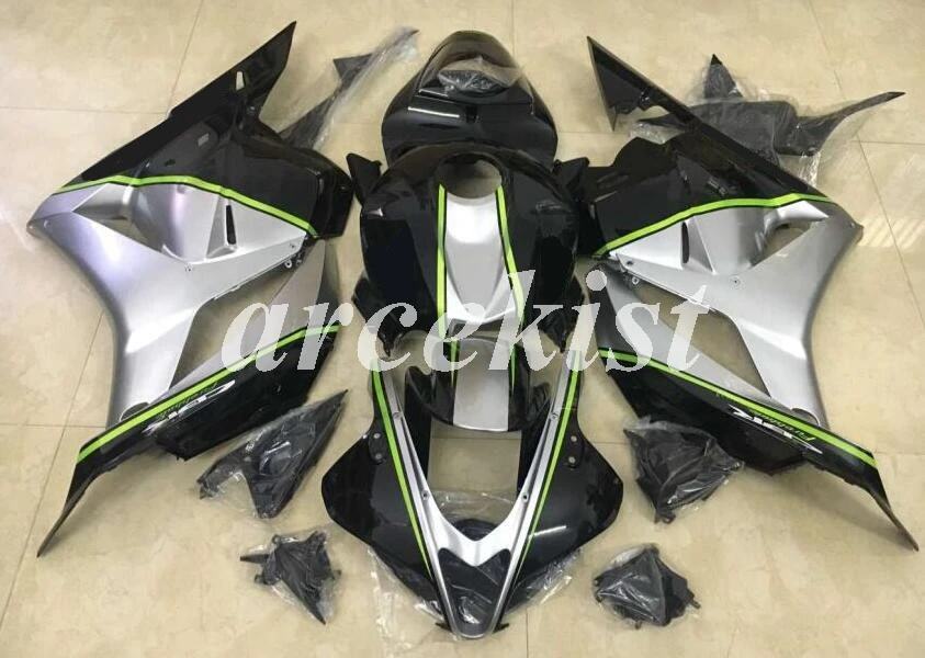 Литья под давлением ABS Обтекатели комплект Подходит для HONDA CBR600RR F5 09, 10, 11, 12, CBR600 2009 2010 2011 2012 серебристо-черного цвета