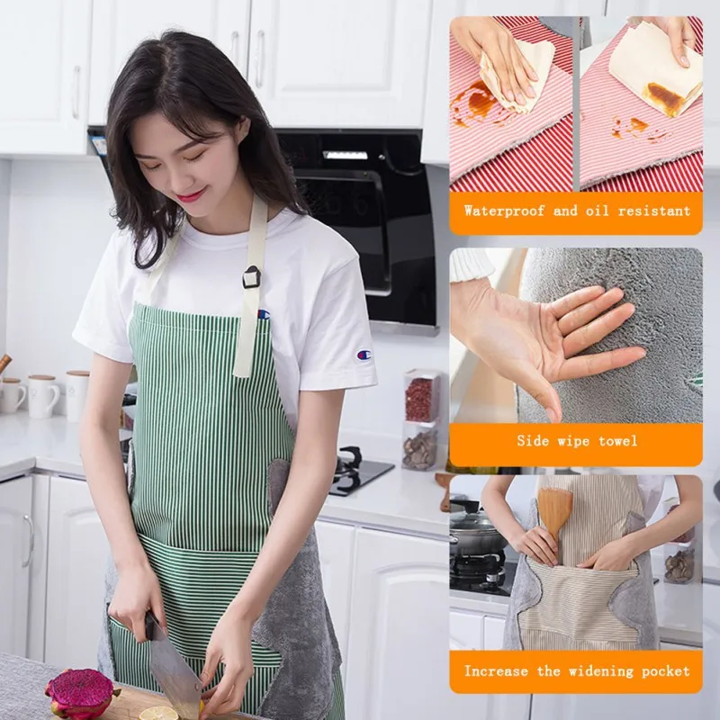 1Pc Kitchen Apron Adjustable Lady Dress Apron with Pockets For Cooking Baking Restaurant Home Kitchen Accessories