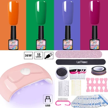 

Nail Manicuring Set 36W LED Lamp Dryer With 4 PCS Gel Polish Varnish Set Nail Drill Machine Nail Art Salon Extension Tool