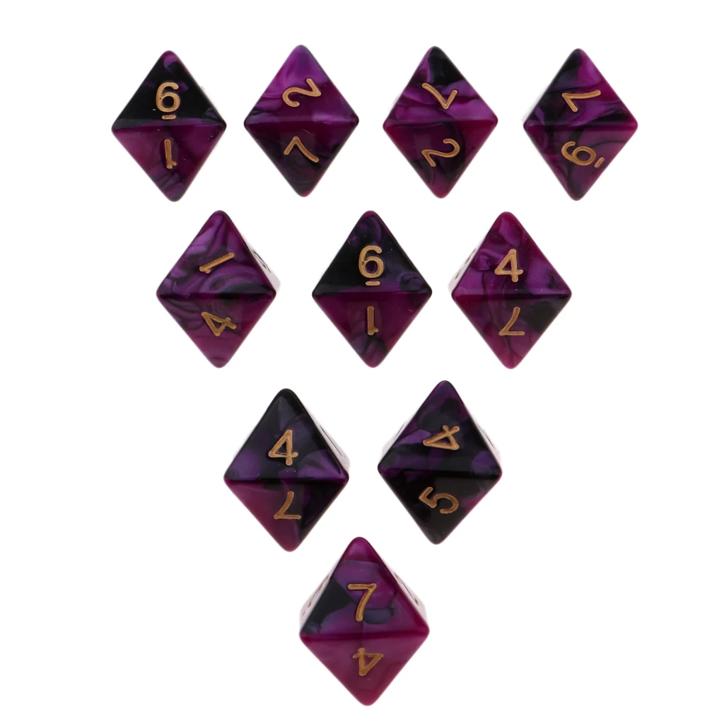 10 Pieces Polyhedral Dice Set Multi-sided Dice D8 for TRPG D& Dragons Game 8-sided Dice Set 