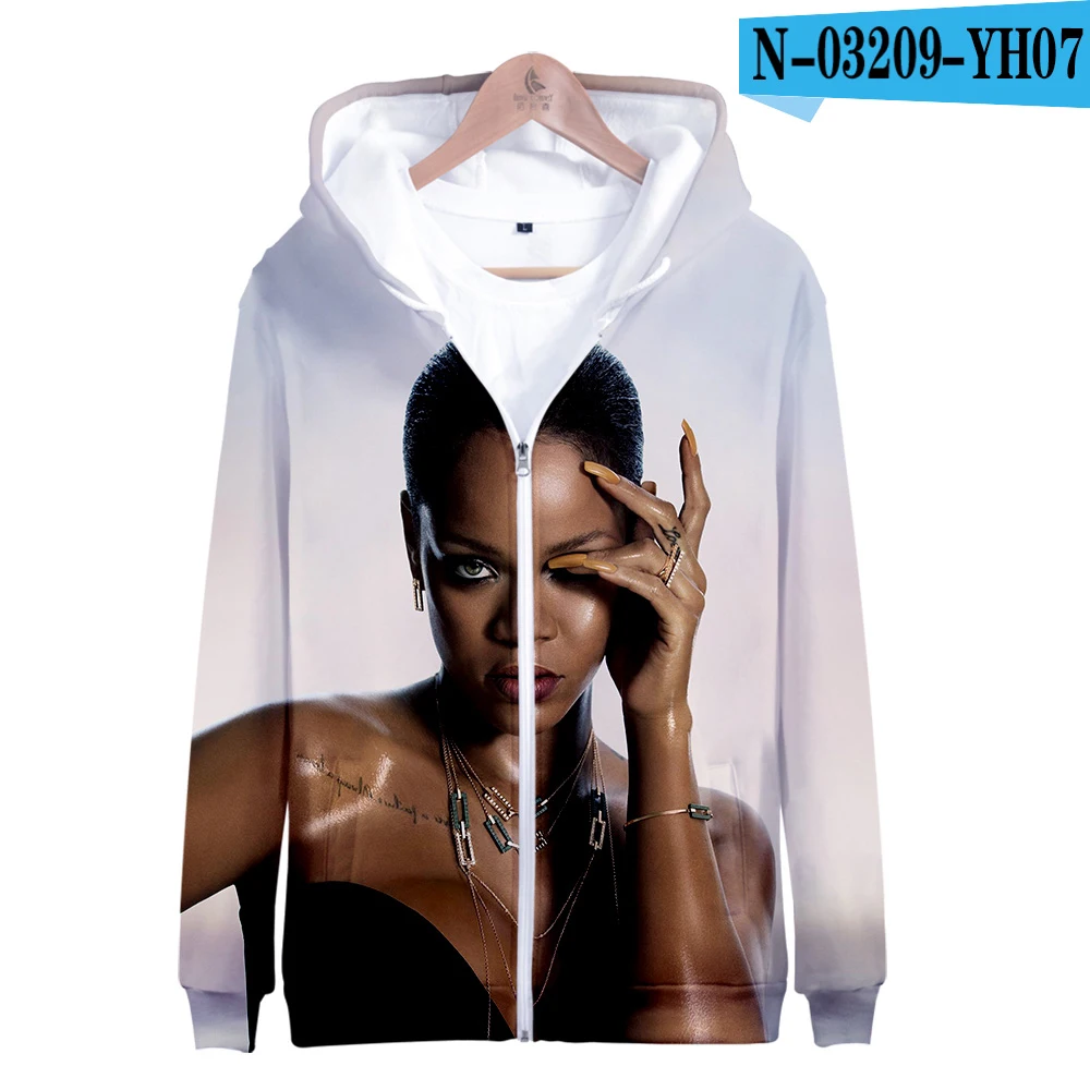 Горячая Распродажа Rihanna куртка на молнии 3D толстовки Толстовка для женщин Rihanna Harajuku толстовки плюс размер для женщин плюс размер - Цвет: E