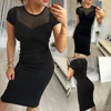Sexy Black friday Lowest Price Sexy Women Short Sleeve Mesh Stitching See Through Bodycon Knee-length Xmas Dress Gift Female ► Photo 2/6
