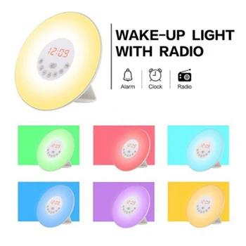 

Alarm Clock Wake Up Light Digital Table Clock Sunrise Despertador Alarms Electronic Led Clock Desktop Night Lamp FM Radio Clocks
